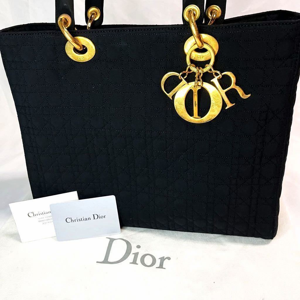 ■ 1円 ■ 美品 Christian Dior クリスチャン ディオール レディディオール カナージュ ハンドバッグ ナイロン 黒 ブラック チャーム c10_画像3