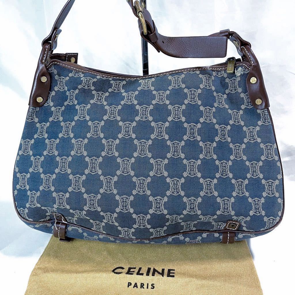 ■ 1円 スタート ■ 希少 美品 CELINE セリーヌ デニム パリマカダム トリオンフ マカダム トートバッグ ショルダーバッグ ブルー 青_画像5