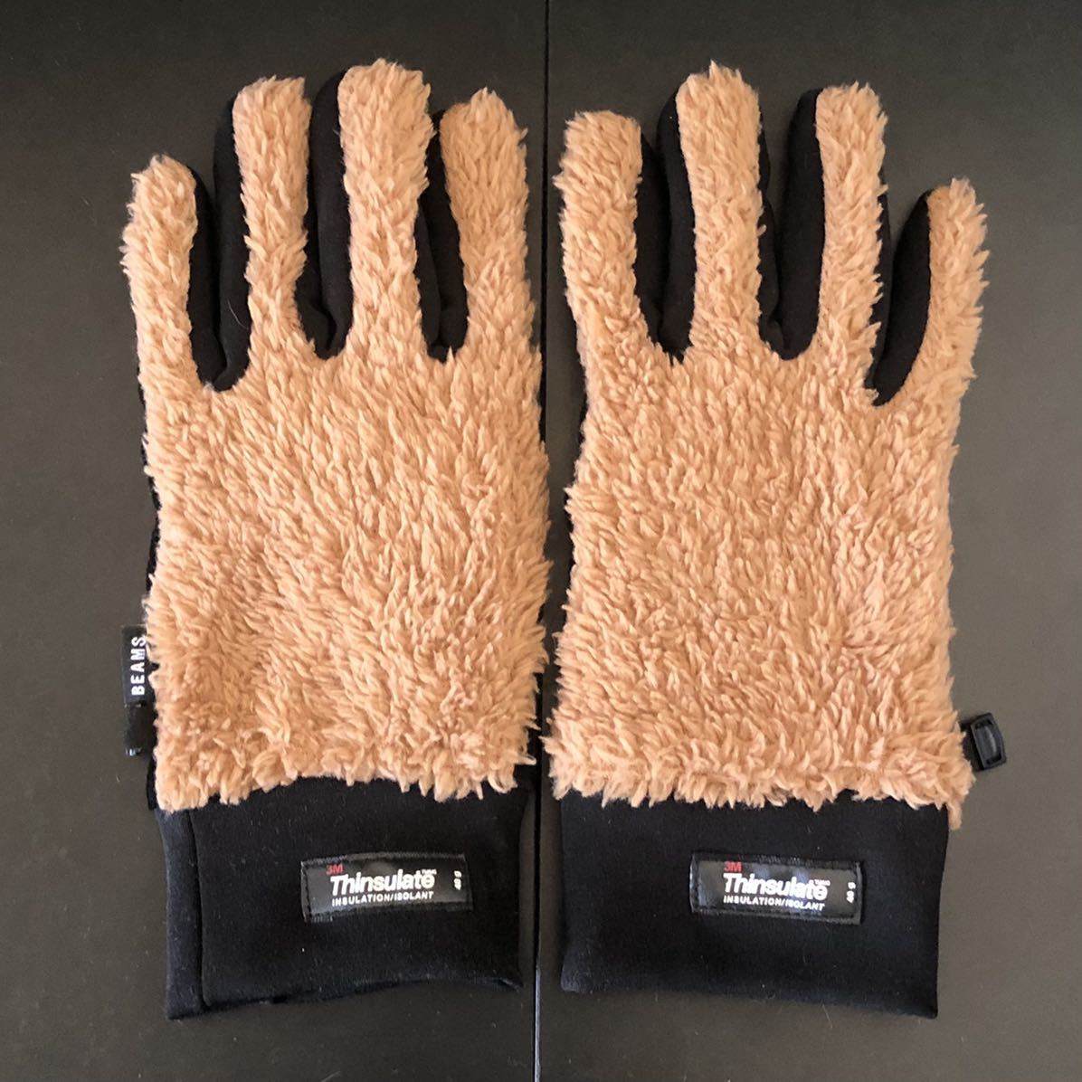 完売ベージュ★BEAMS 取扱 / Thinsulate Fur Glove★タッチパネル対応 ほぼ新品/シンサレート ファー グローブ フリース/グローヴ 手袋_画像4