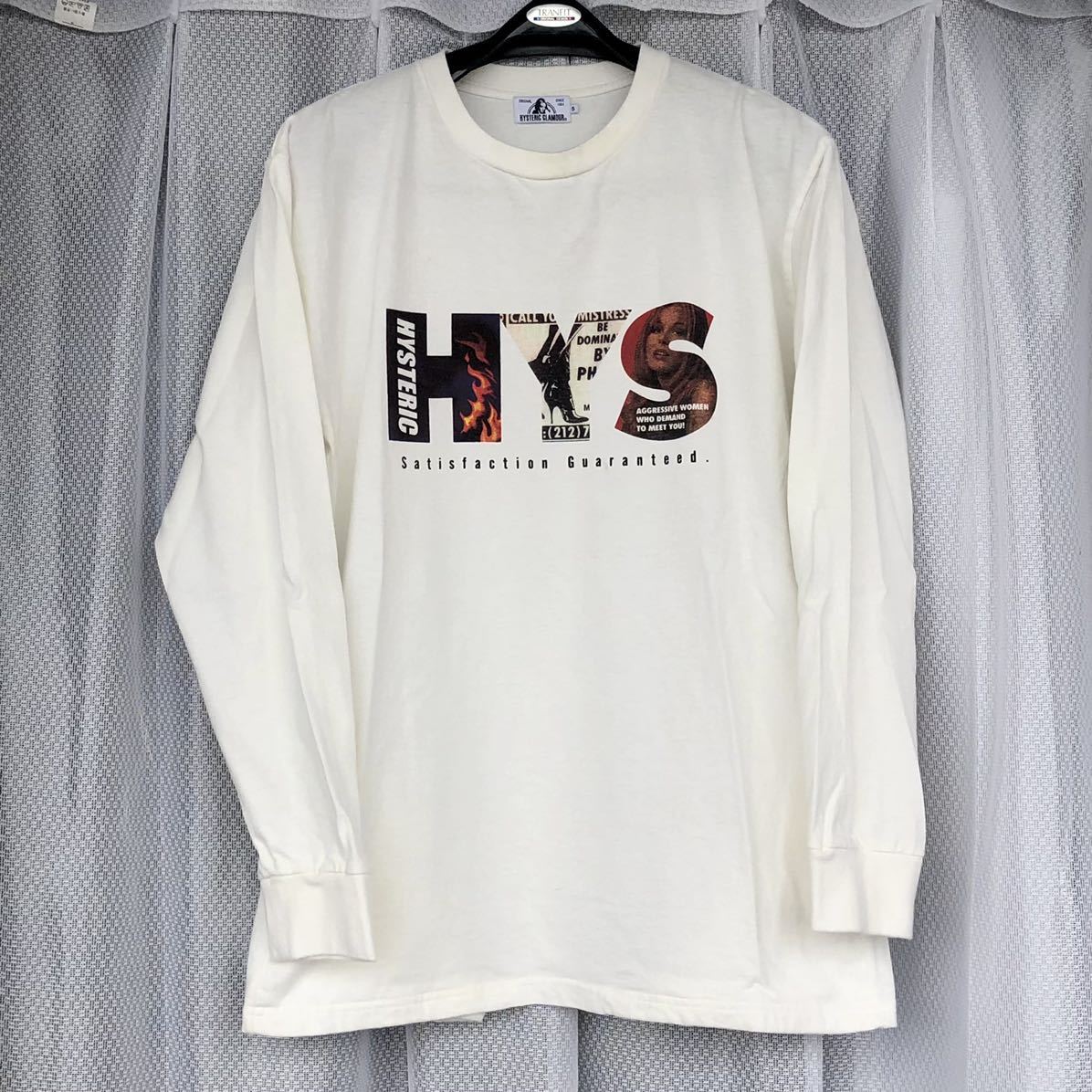 左右ポケット付★ HYS 長袖Tシャツ / HYSTERIC GLAMOUR S白★HG ヒステリックグラマー ロンT カットソー プルオーバー  Satisfaction