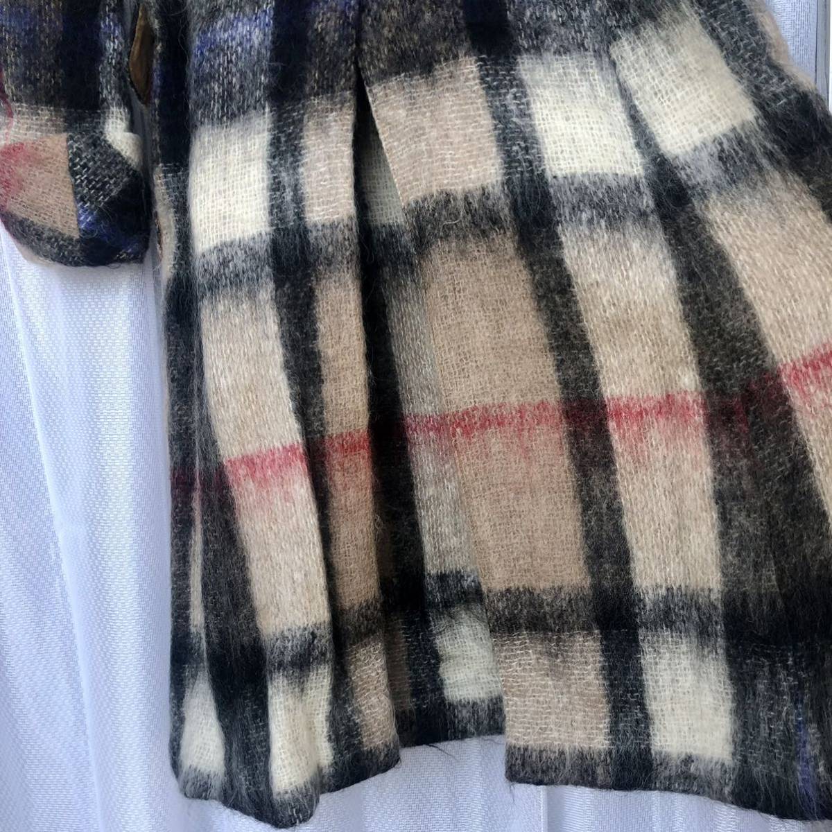 超貴重！モヘア★HYSTERIC GLAMOUR/チェック柄トレンチ コート★スコットランド製 MOHAIR WOOL/UK ウール ロング/ヒステリックグラマー_画像9