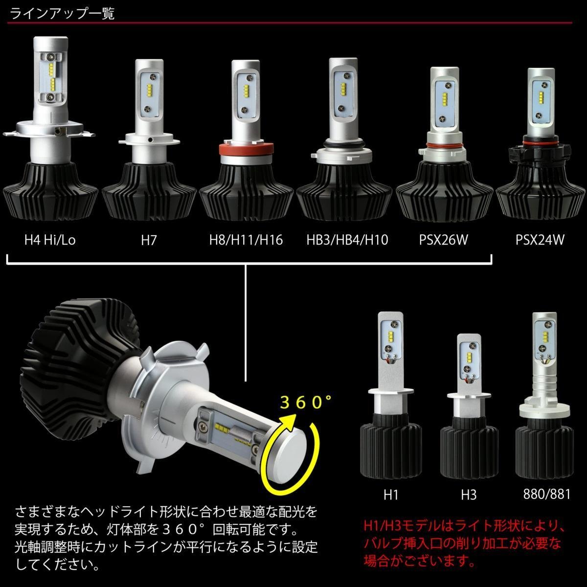 車検対応 H8 H11 H16 LED ヘッドライト フォグランプ コンバージョン バルブ 6500K ZESチップ 12V/24V対応 カットライン入り H-94_画像6