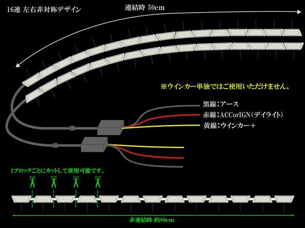 ヘッドライト加工 埋め込み専用 LED シーケンシャルウインカー システム デイライト機能付き 流れるウインカー P-181_画像5