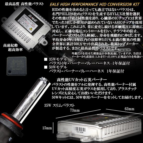 EALE HIDキット 35W 薄型バラスト H3C 12000K 3年保証_画像2