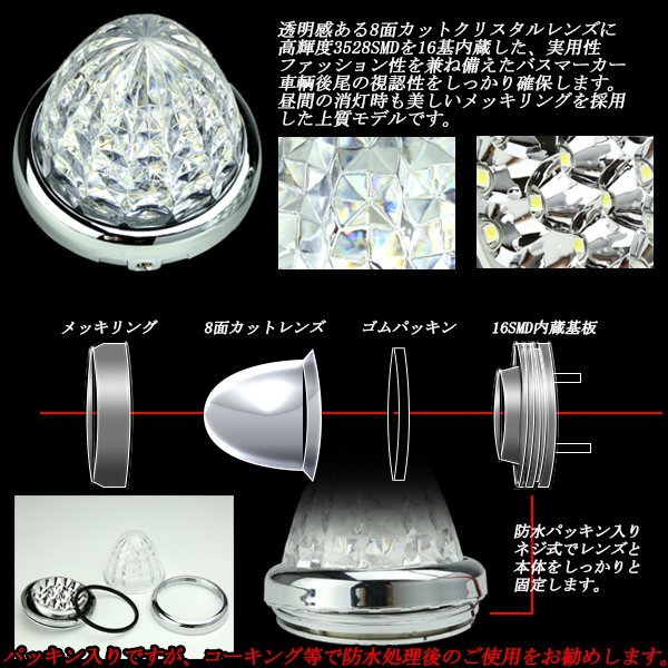 高輝度SMD クリスタル LED バスマーカーランプ グリーン F-122の画像2