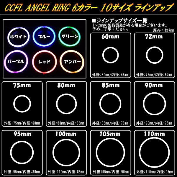 交換・補修用に カバー付きCCFLリング単品外径72mmブルー O-182_画像3