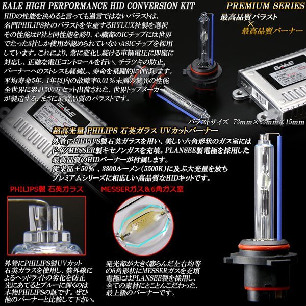 EALE プレミアム HIDキット 35W H8 6500K 3年保証 12V/24V兼用_画像2