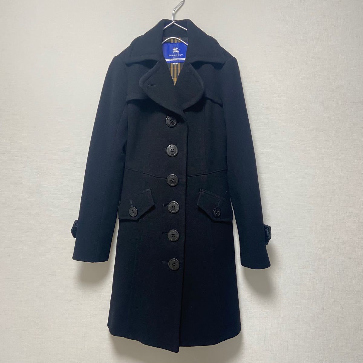 極美品】バーバリーブルーレーベル ロングコート ウール ブラック