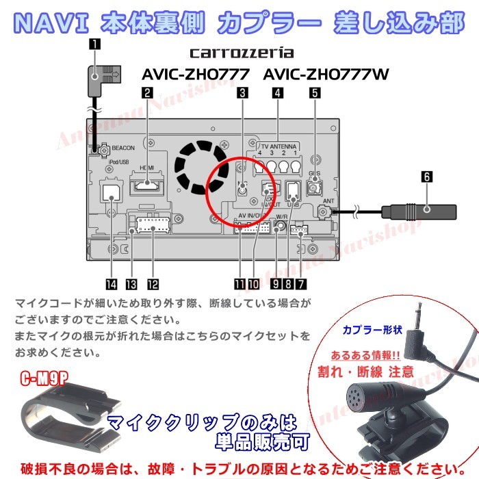 パイオニア カロッツェリア AVIC-ZH0777W 純正品 ハンズフリー 音声認識マイク 新品 (M09_画像3