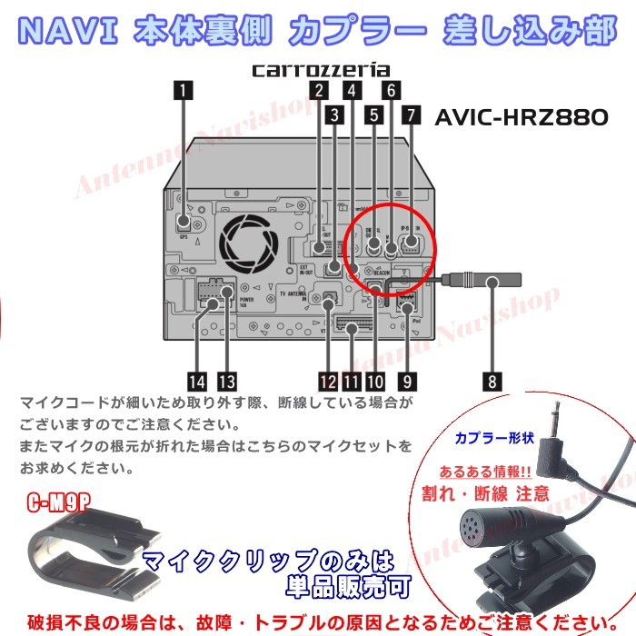 パイオニア カロッツェリア AVIC-HRZ880 純正品 ハンズフリー 音声認識マイク 新品 (M09_画像3