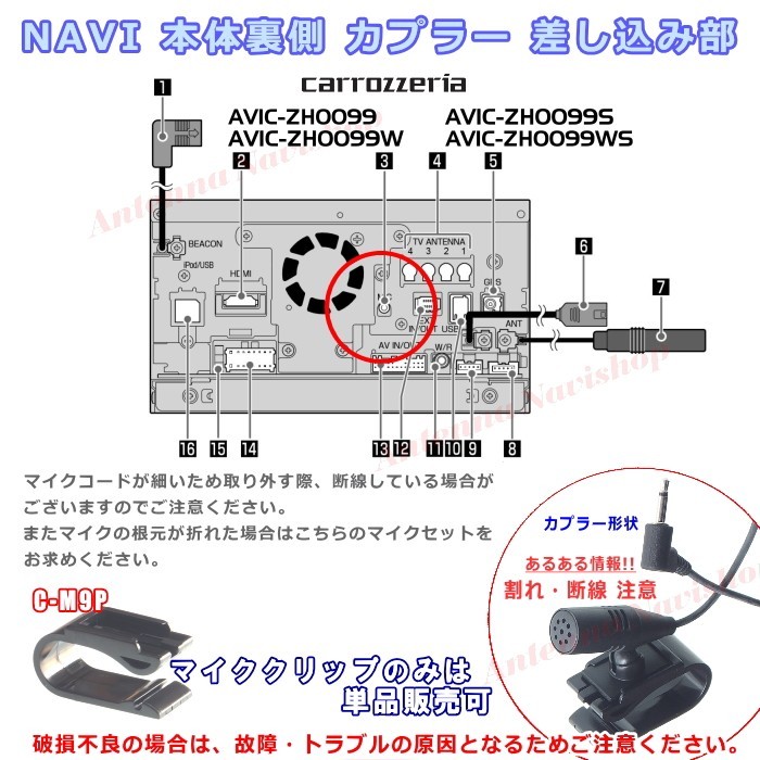 パイオニア カロッツェリア AVIC-ZH0099S 純正品 ハンズフリー 音声認識マイク 新品 (M09_画像3