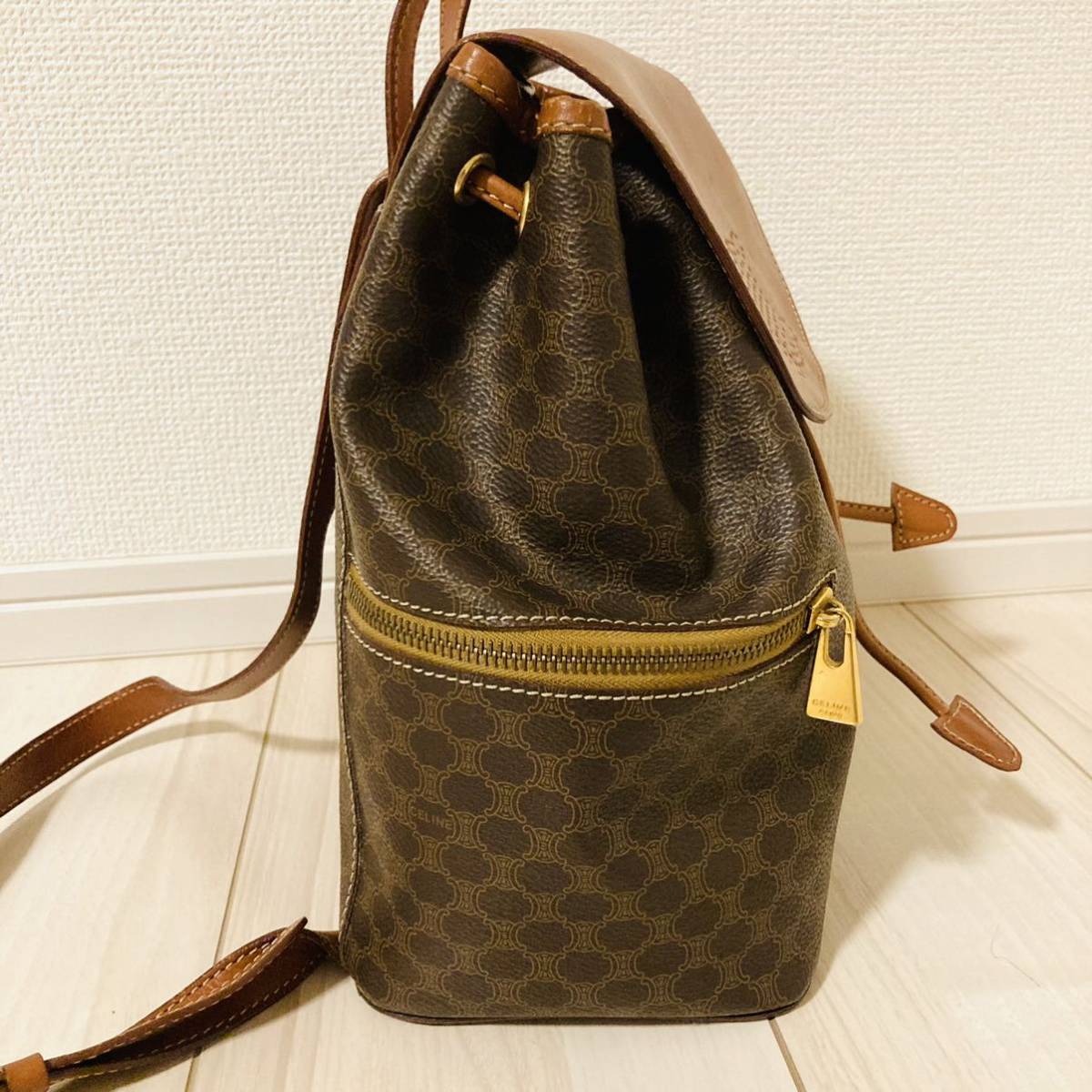 美品 CELINE セリーヌ マカダム柄 リュックサック ナップザック 美品 CELINE セリーヌ マカダム柄 リュックサック ナップザック