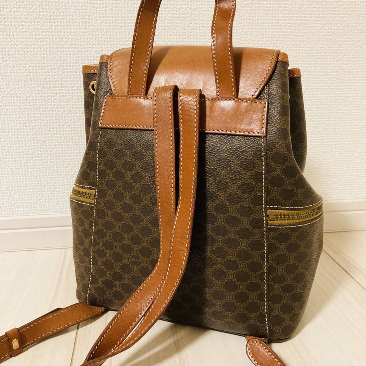 美品 CELINE セリーヌ マカダム柄 リュックサック ナップザック 美品 CELINE セリーヌ マカダム柄 リュックサック ナップザック