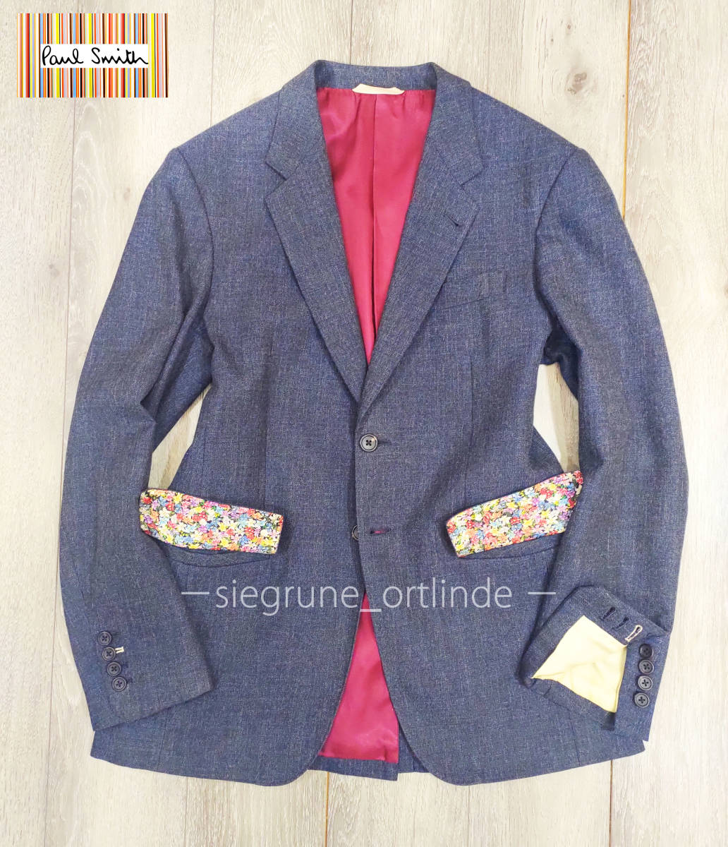 良品】ポールスミス コレクション 本切羽 花柄裏地 デニムっぽいハーフ