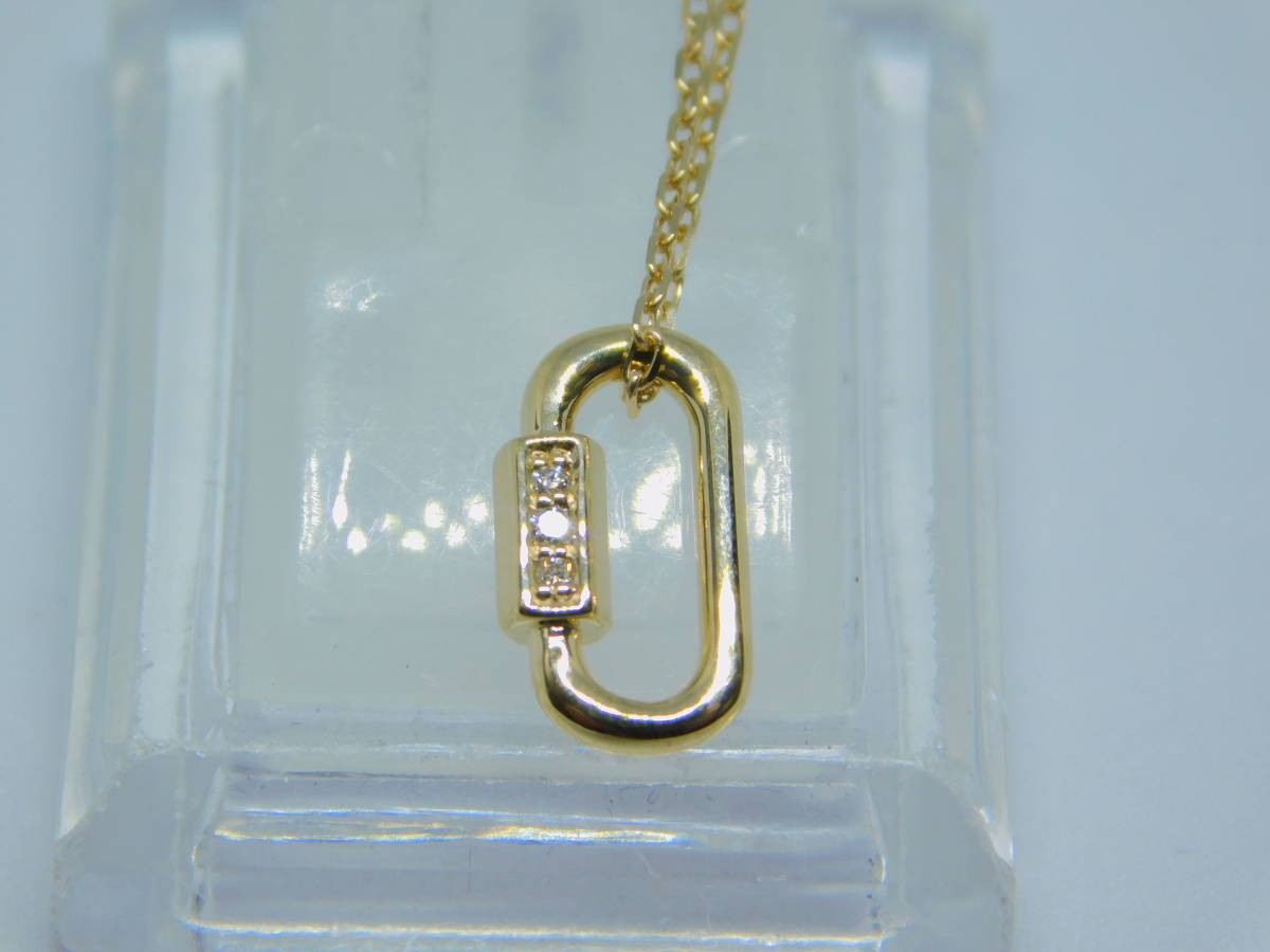 新品 ライオンハート K10 カラビナ ネックレス ダイヤ LION HEART