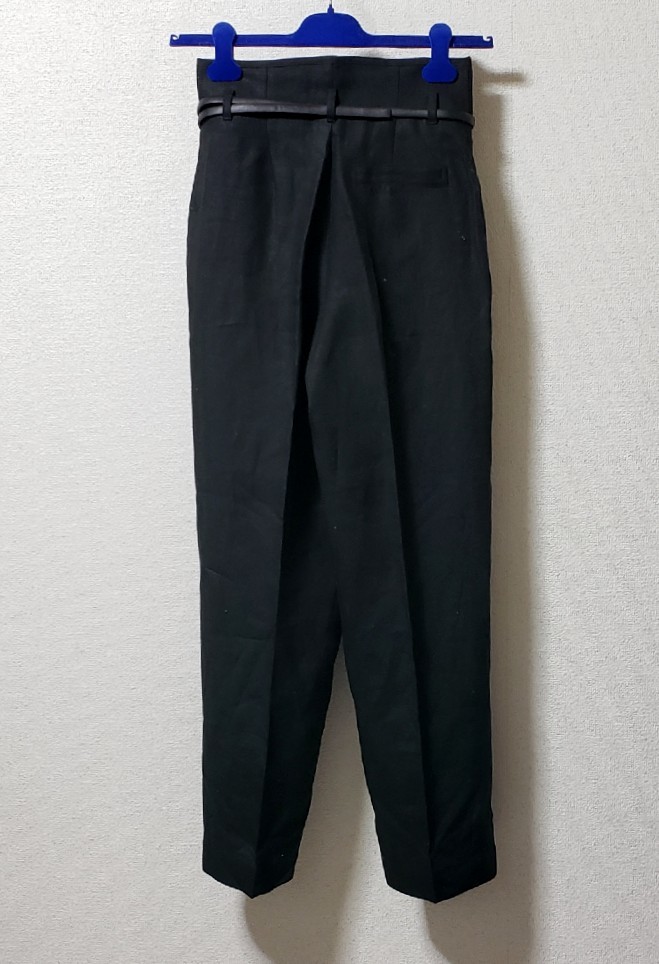 新品 定価3.5万 デプレ リネンパンツ レザーベルト付き 黒 34 トゥモローランド_画像8