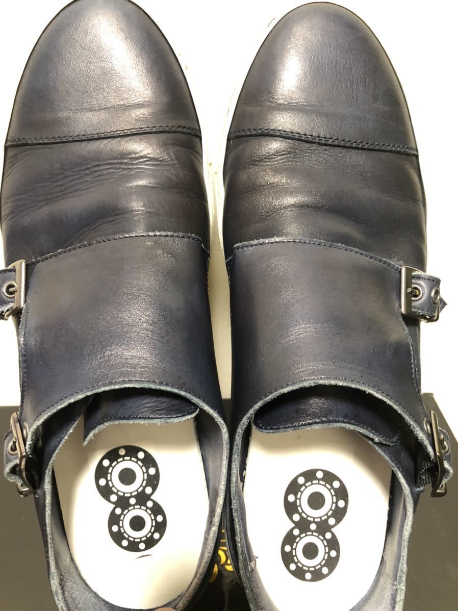 上品 本革 モンクストラップ ネイビー MADE IN ITALY - スニーカー 国外直営店 美品★ジミーチュウ 42 size モンクストラップ ITALLY製 メンズ革靴 ドレス/ビジネス