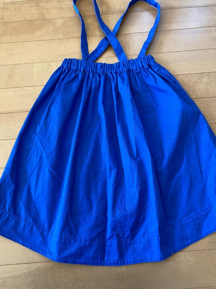 ジーユー　GU 女の子スカート　 吊りスカート　膝丈スカート　ミニスカート　ブルー　ジャンパースカート