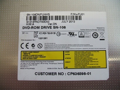 ▽▲DVD-ROM　A573G付属　SN-108DN （中古/パーツ）▲▽_SN-108DN JULY 2013年製