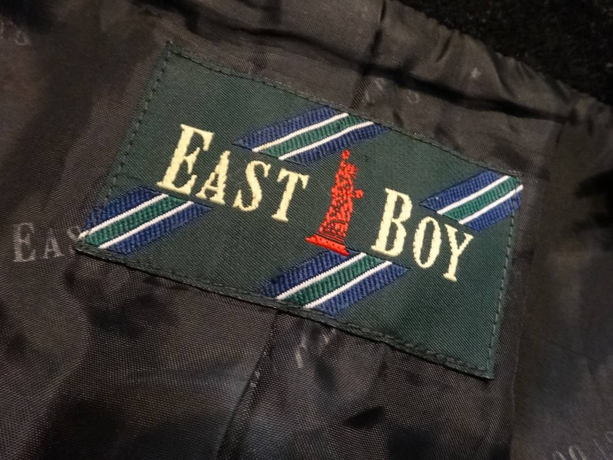 送料込 美品★定番 EAST BOY ウール ピーコート 9号(M)★イーストボーイ/黒系/チャコールグレー/学生/スタンダード/中学/高校生/Pコート