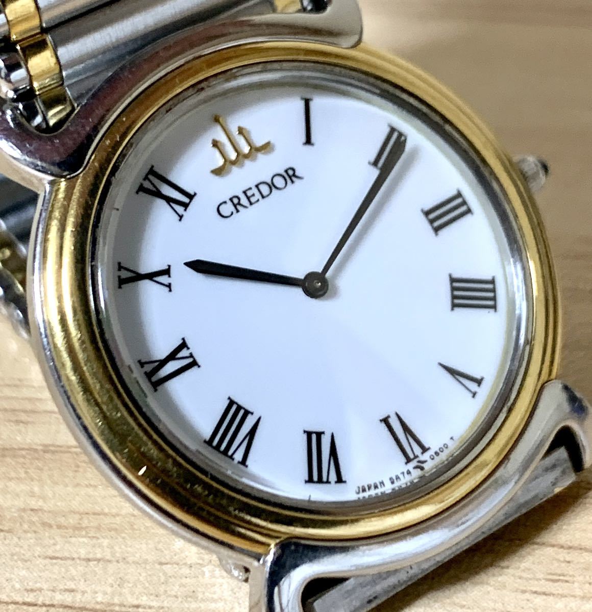 1円〜H SEIKO セイコー クレドール 5A74-0250 SS×18KT ベゼル 重量72.5