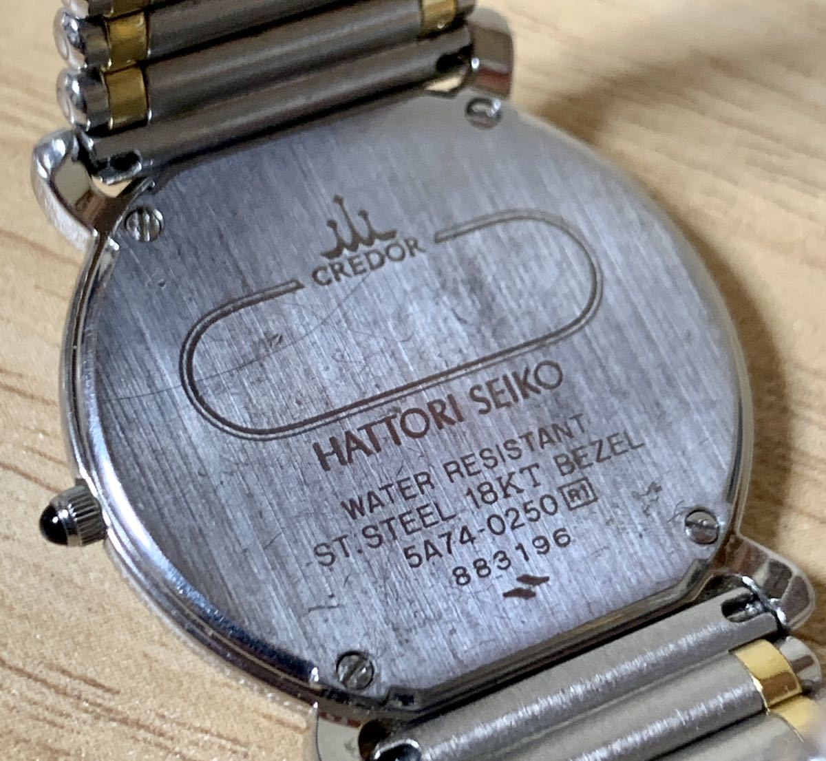 1円〜H SEIKO セイコー クレドール 5A74-0250 SS×18KT ベゼル 重量72.5