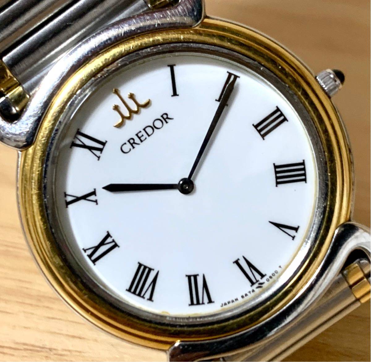 1円〜H SEIKO セイコー クレドール 5A74-0250 SS×18KT ベゼル 重量72.5