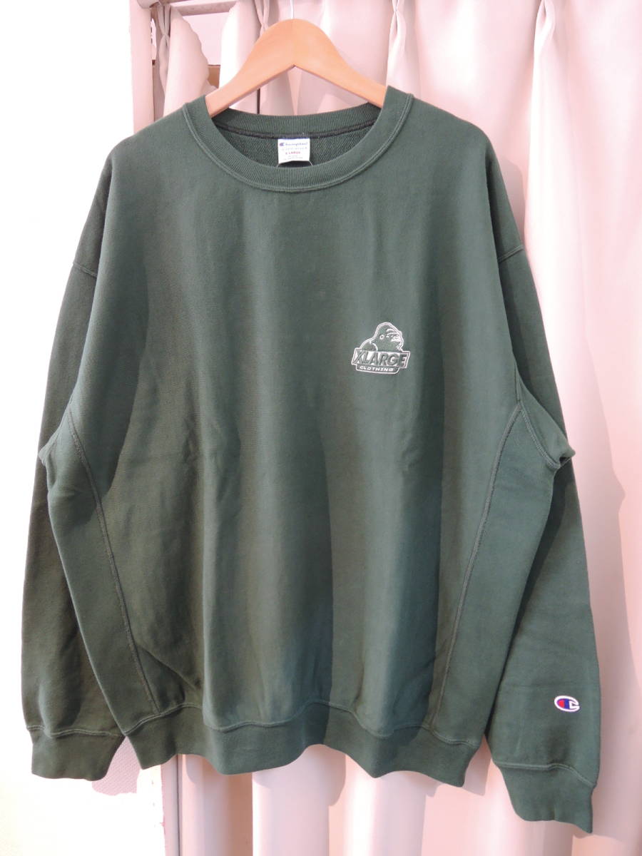 X-LARGE XLarge XLARGE×Champion OLD OG CREWNECK SWEAT / Champion green XL popular ZOZOTOWN official HP complete sale 