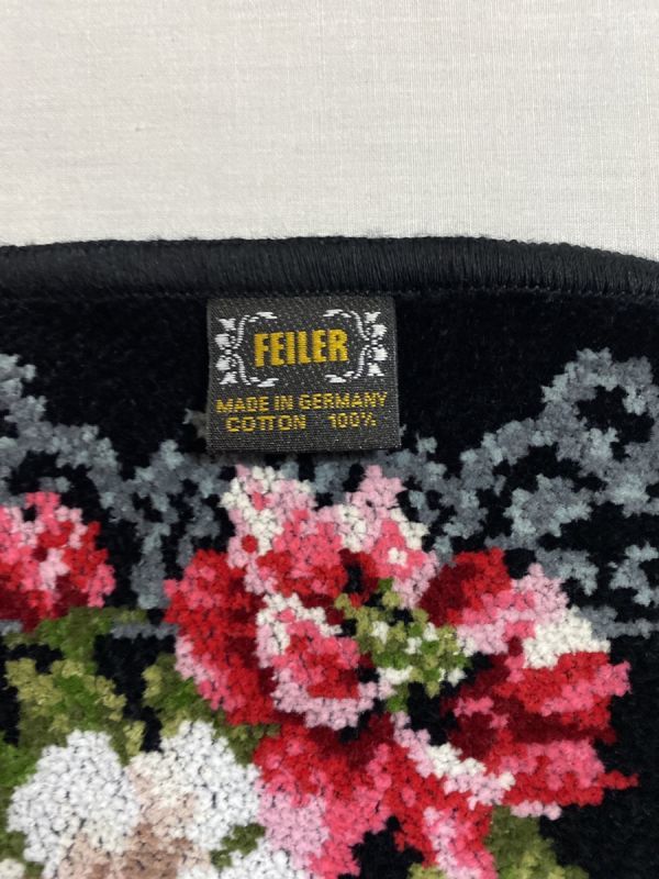 正規品 フェイラー/FEILER タオルハンカチ 品 花柄 ブラック #bt-6763 