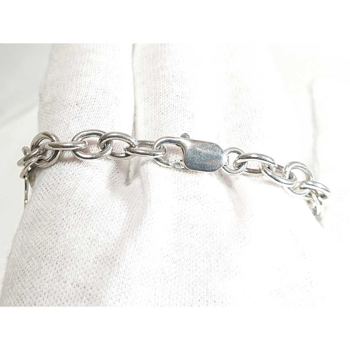 2322 SILVER925 ハートプレート あずきチェーンブレスレット 2322 SILVER925 ハートプレート あずきチェーンブレスレット