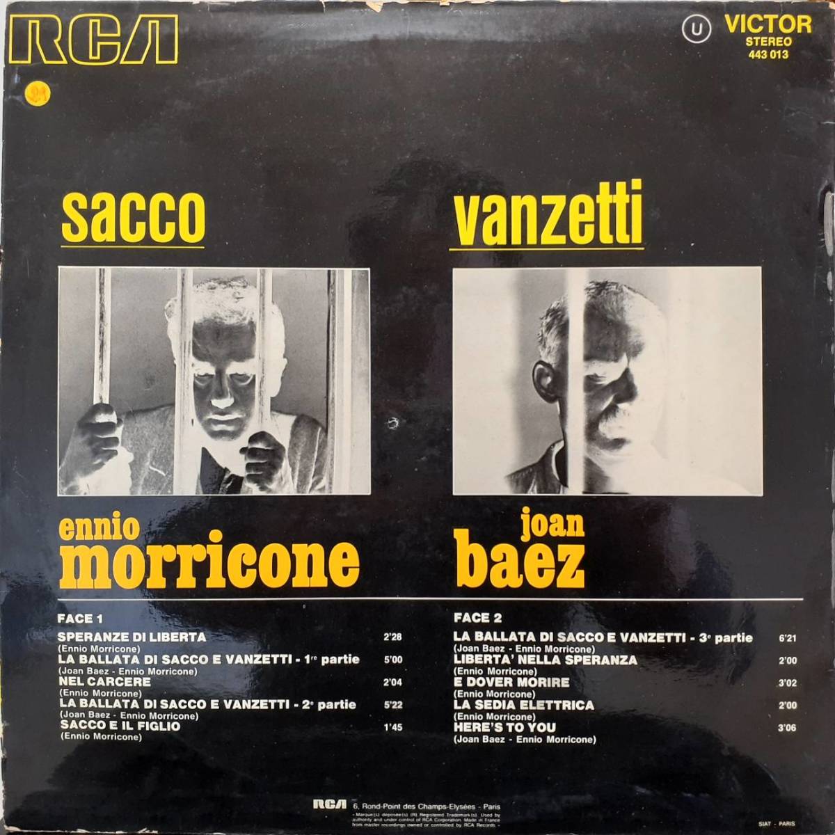 .RCAo Rige LP!Ennio Morricone / Sacco e Vanzetti (.. pcs. melody ) 1971 year .=.. work movie!443 013 Joan Baezennio*mo Ricoh ne