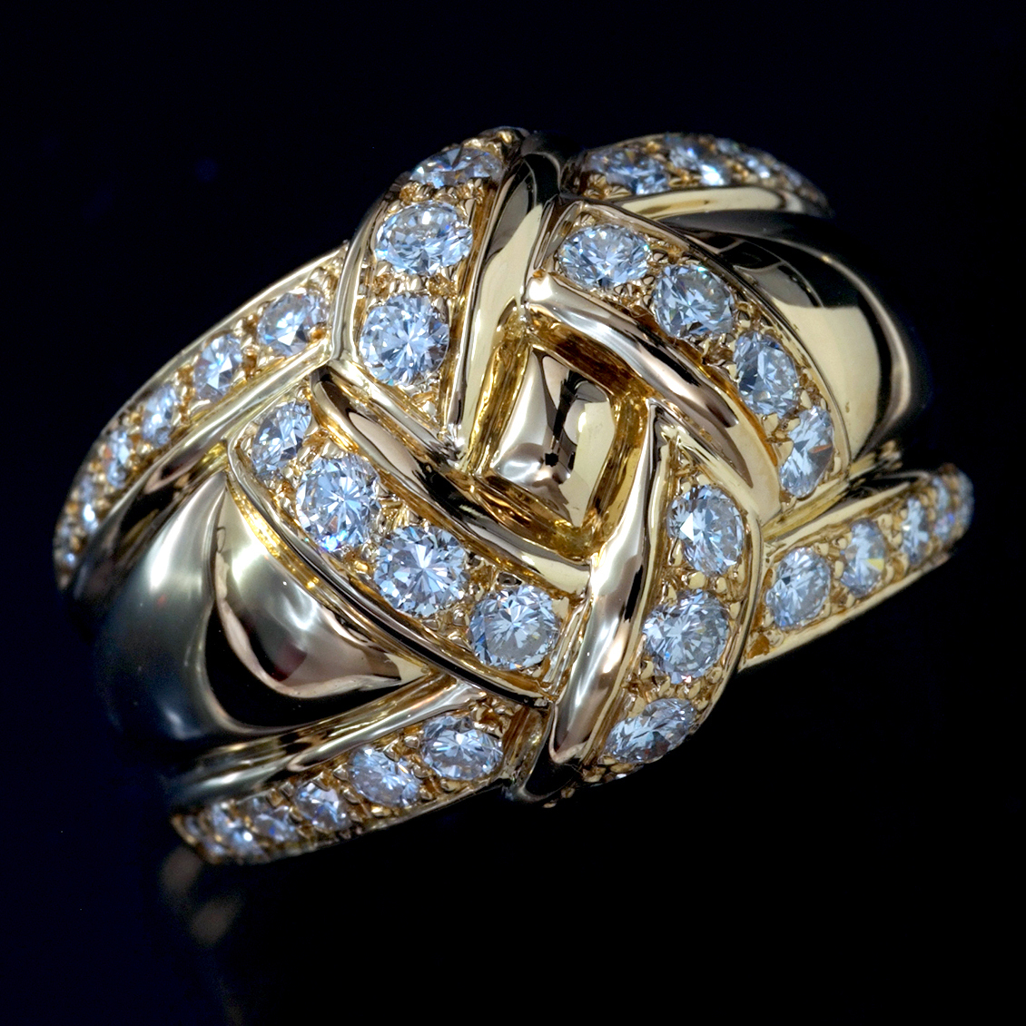 激安通販 最高級18金無垢セレブリティリング 天然絶品ダイヤモンド F0830【Dior】ディオール サイズ18号 縦幅15.7mm 重量13.35g 指輪