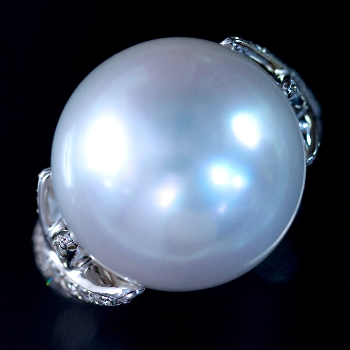 F1821 美しい大粒南洋真珠１７．００mm 天然上質ダイヤモンド０．７２ct 最高級Pt900無垢セレブリティリング サイズ11号 重量18.3g 縦幅17m