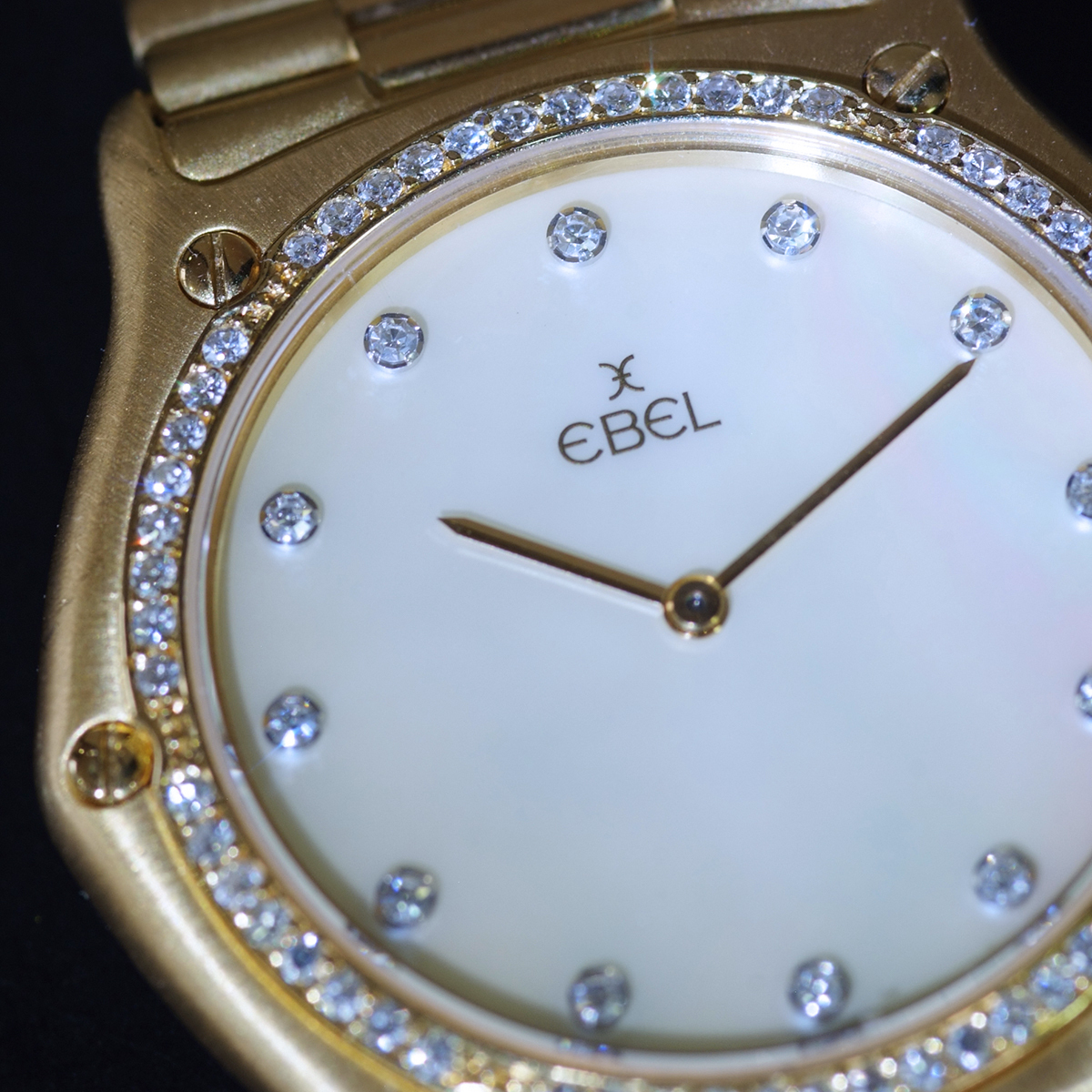 E8912[EBEL] Ebel original diamond mo mother ob pearl top class 18 pure gold Celeb liti men's QZ arm circumference 18.0~17.5cm weight 94.0g case width 35.8mm