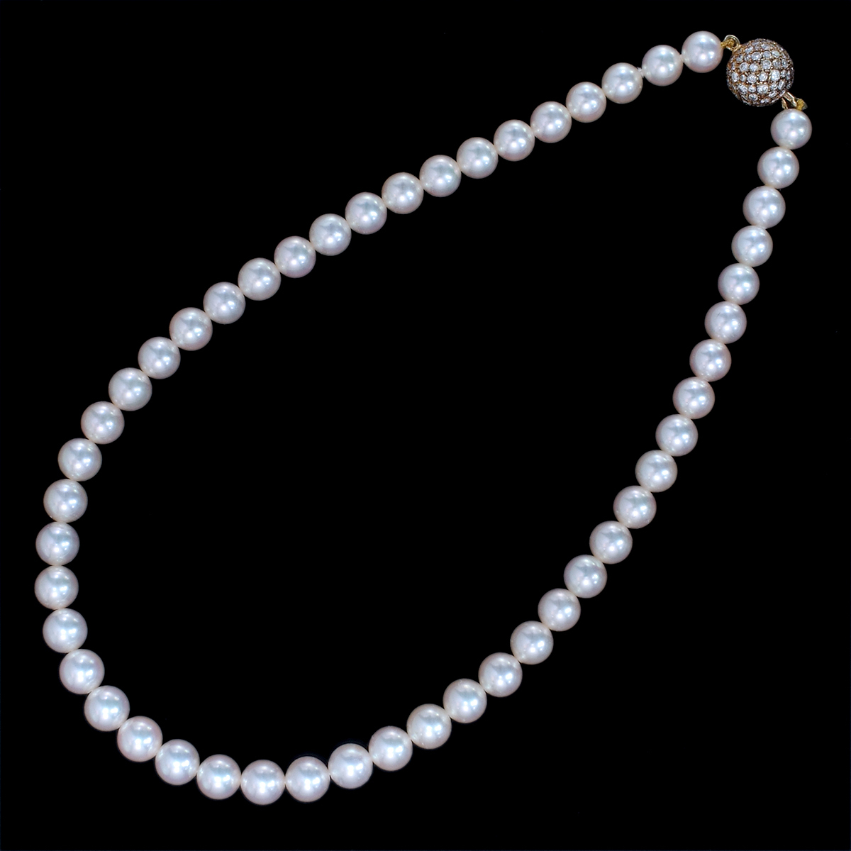 F1743 天然上質ダイヤモンド アコヤ真珠8.00~7.50mm 最高級18