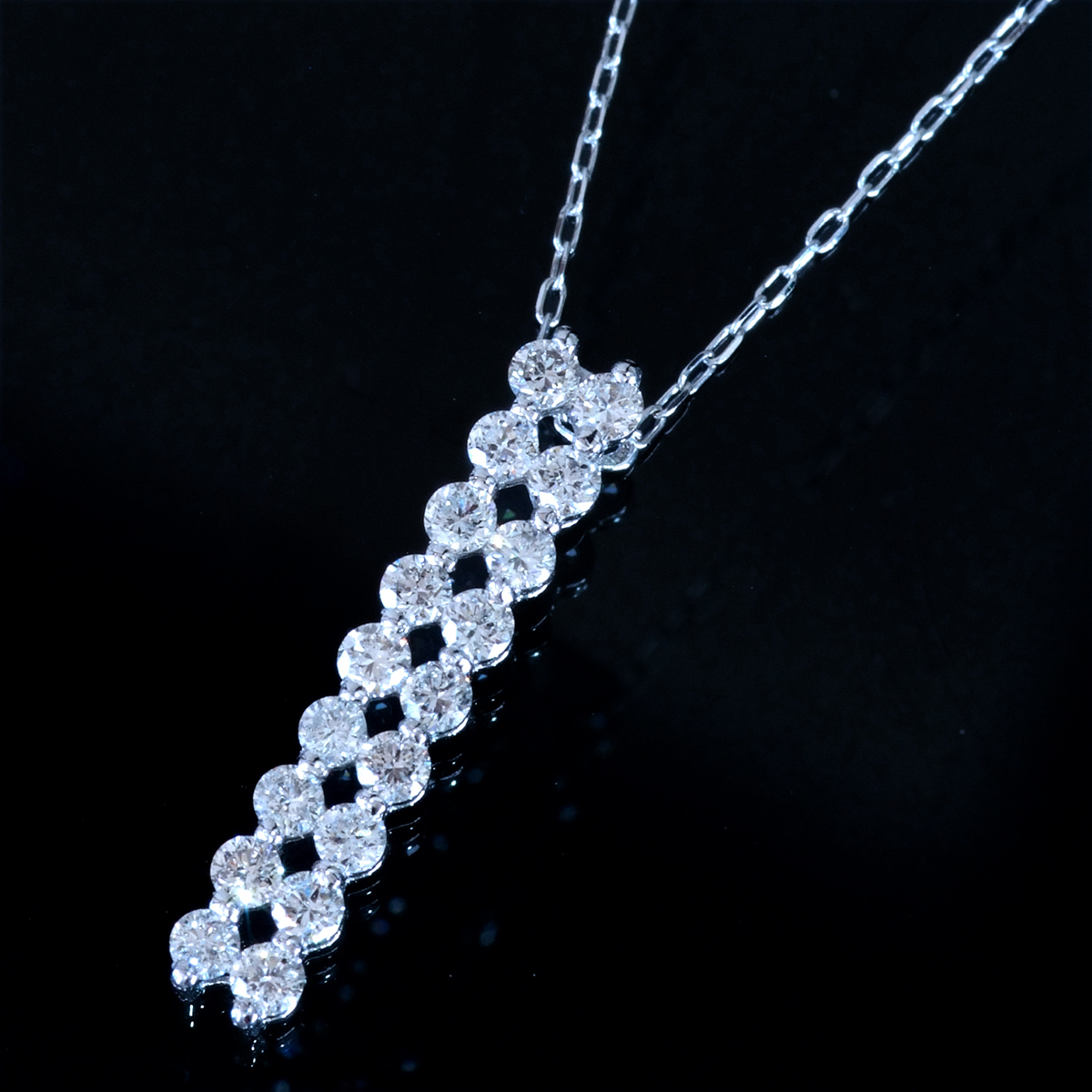 PN5816【BC新作ウェディングジュエリー】Two Diamond Line Necklace