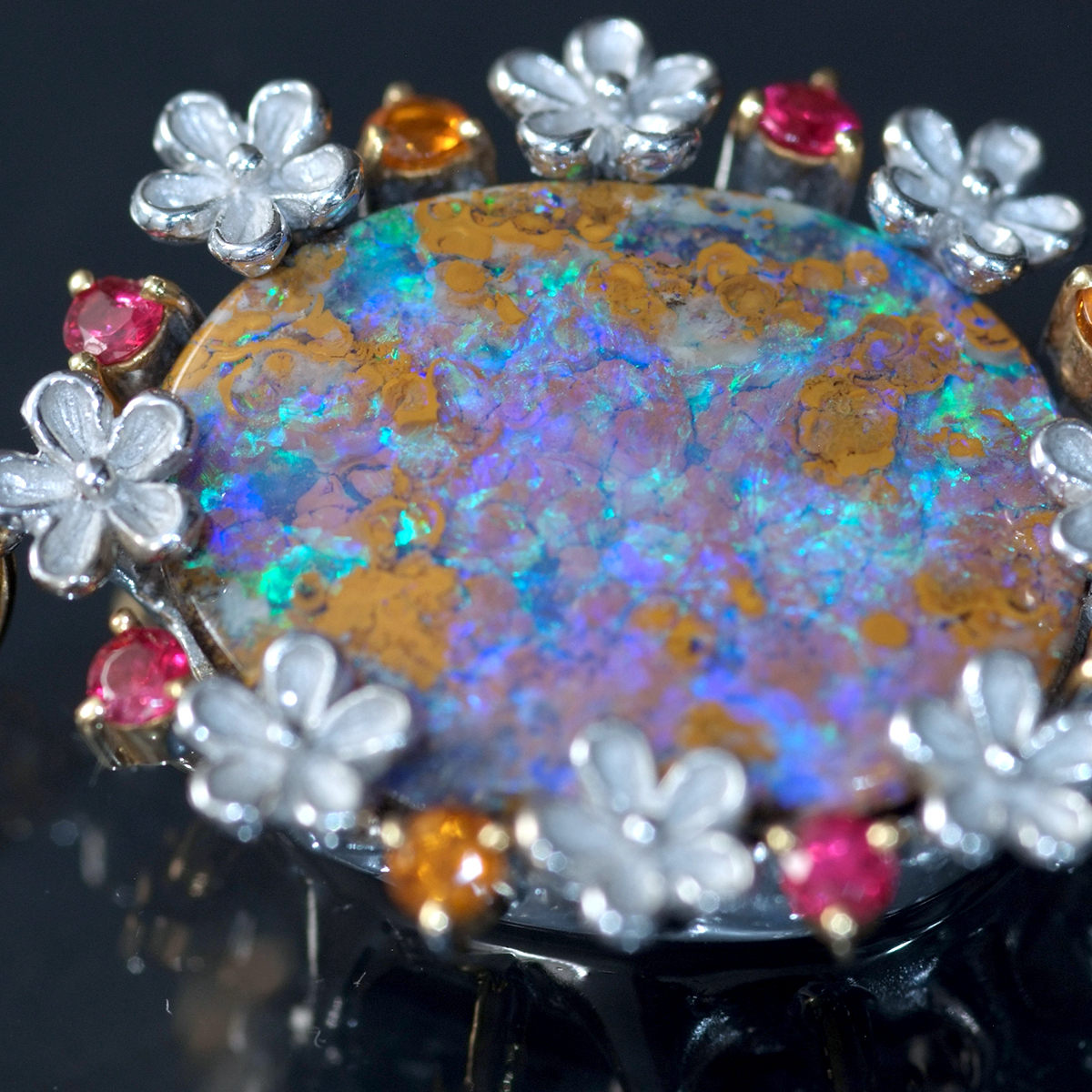 F1445 モネの睡蓮みたいな天然ボルダーオパール14.68ct 天然絶品