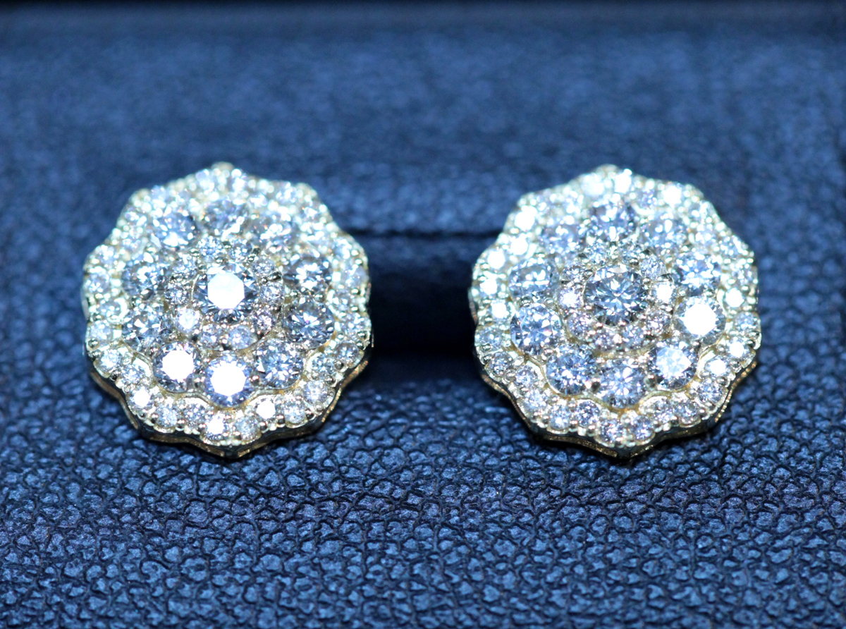 PE3050YGLotus Diamond Earrings 天然絶品ダイヤモンド１．００ct 新品 最高級18金無垢ピアス 当店在庫してます！  Earrings