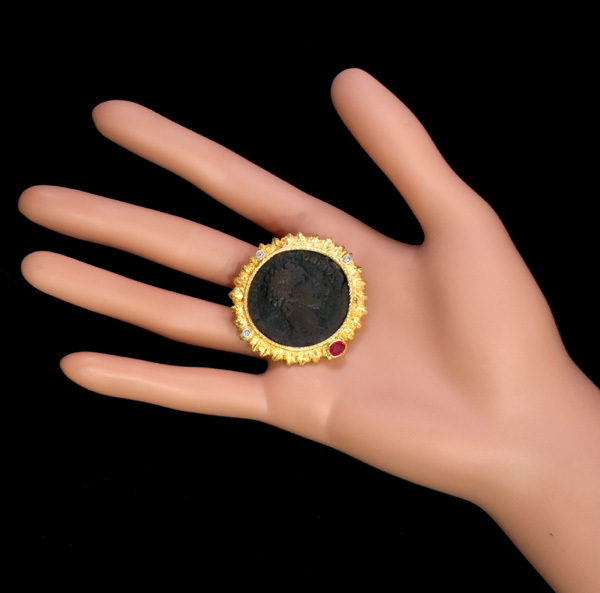 最大95%オフ! A8991 古代ローマコイン 天然ダイヤモンド 美しい