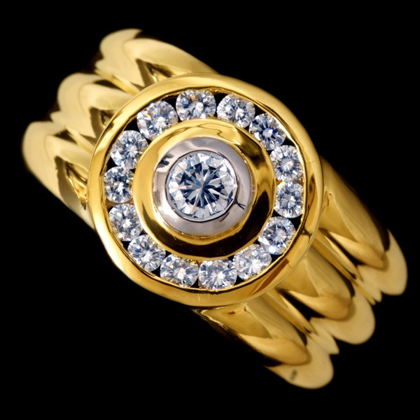 78862-197【Candame】絶品Diamond 18K Ring SPAIN #8 7.6g