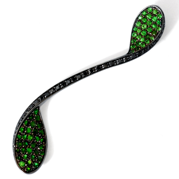 96045【Cantamessa】カンタメッサ Green Garnet Black Diamond 最高級18KWG無垢ペンダントトップ