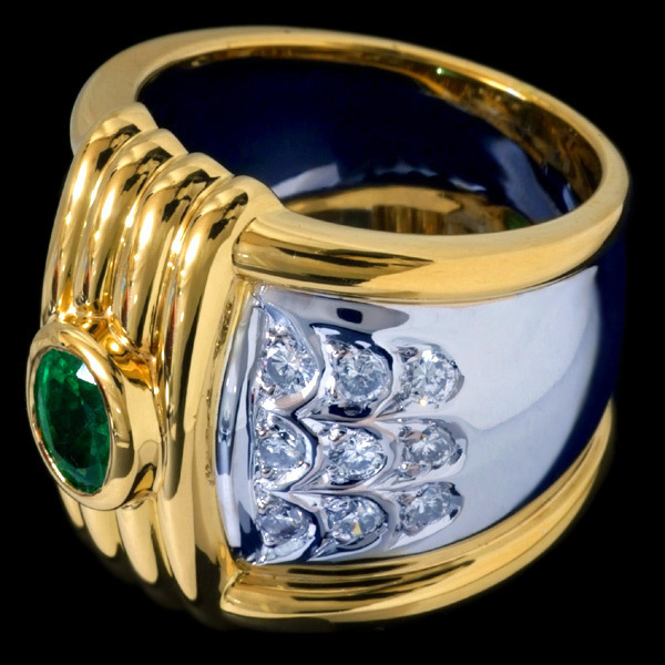 78862-109【Candame】Emerald Diamond 18KWG/YG Ring SPAIN_画像1