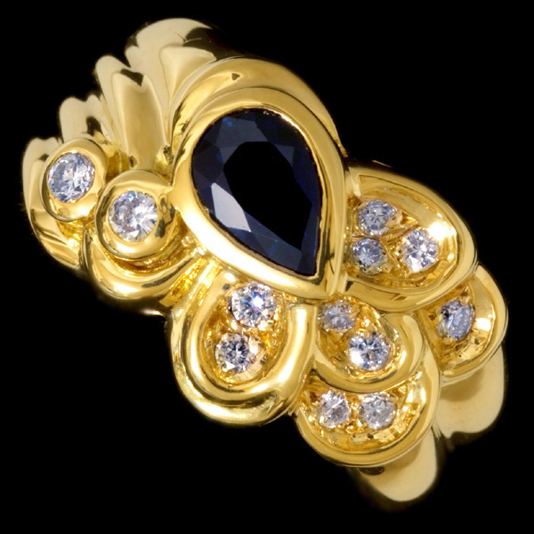 78862-217【Candame】Sapphire 絶品Diamond 18K Ring SPAIN New