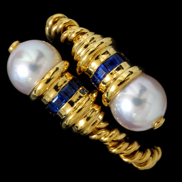 78862-228【Candame】Pearl Sapphire 18K Ring SPAIN New 11g-