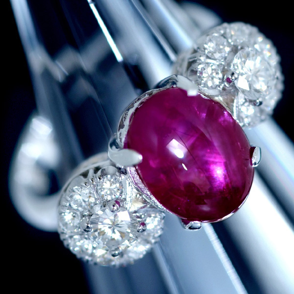 高価値 天然絶品ダイヤモンド 美しいスタールビー２．９５ct C5926 最高級プラチナ無垢リング 縦幅9.7mm 重さ5.2g サイズ10号 ルビー