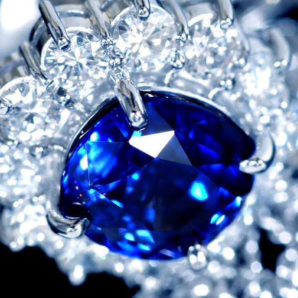 B7998 美しい大粒サファイア３．５４ct 天然上質ダイヤモンド０．９６ 最高級Pｔ900無垢タイタック
