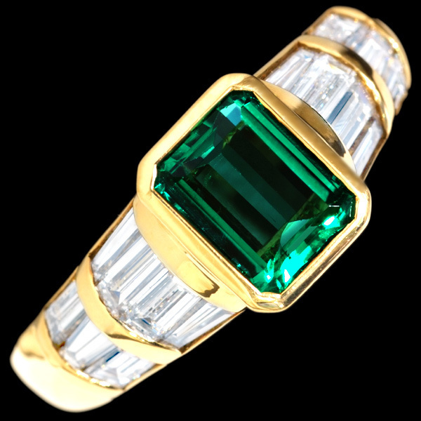 全ての B2920【DAMIANI】ダミアーニ 逸品エメラルド 天然純正ダイヤモンド 最高級18金無垢リング 指輪