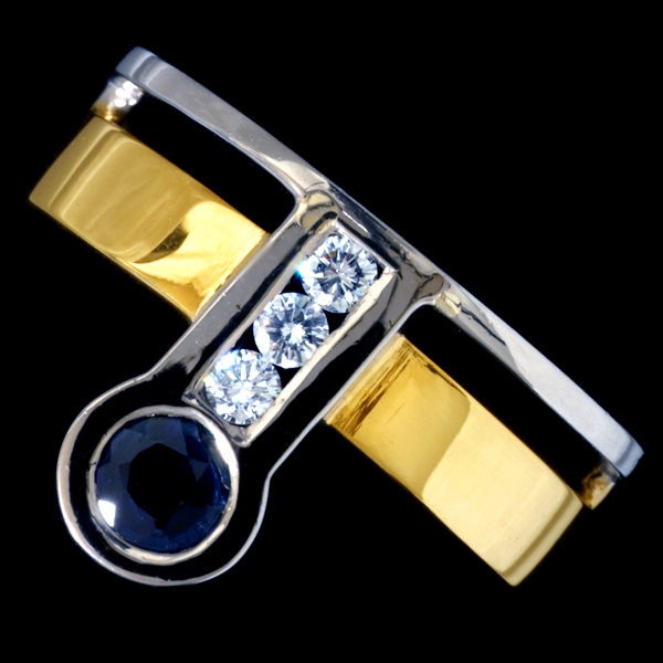 78862-173Sapphire 絶品Diamond 18K WG Ring SPAIN