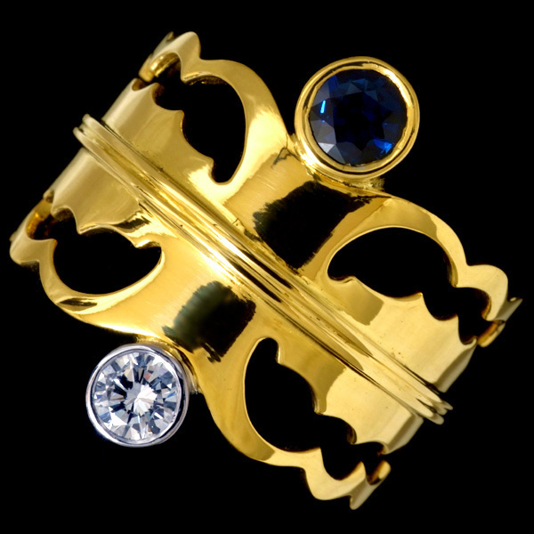 【あすつく】 78862-126【EL CANDOR】絶品Diamond SPAIN Ring 18K Sapphire イエローゴールド台