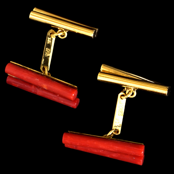 78862-70-74[Chelo Sastre]Coral 18K Cuff links SPAIN New